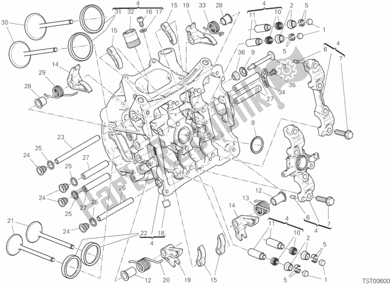 All parts for the Horizontal Head of the Ducati Superbike 1299 Superleggera USA 2017